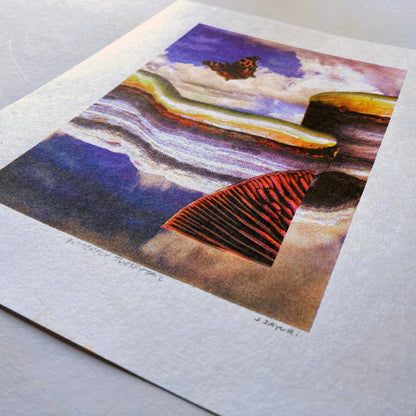 Tiny Pink Shoe: Butterfly Turkeytail Riso Print