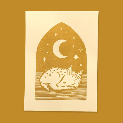 Wildkat Studio: Fawn & Moon Riso Print