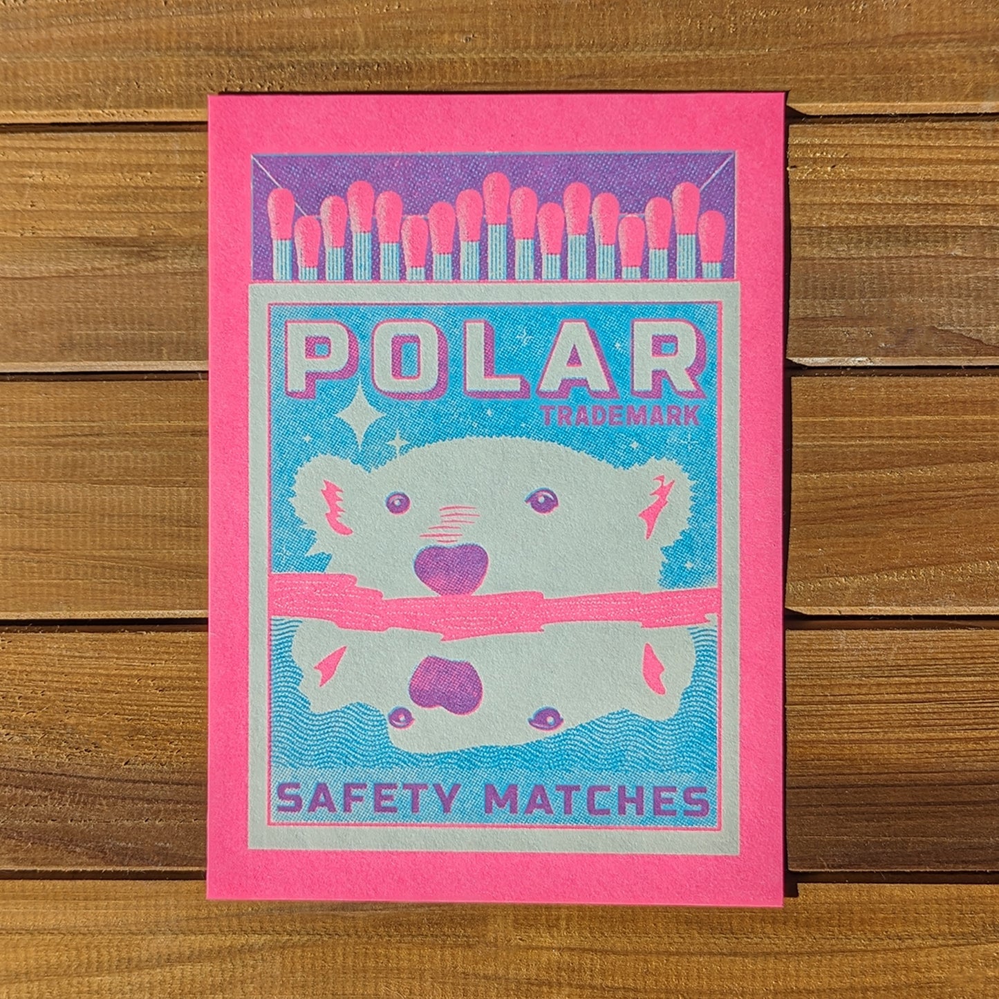 Wildkat Studios: Polar Safety Matches Riso Print