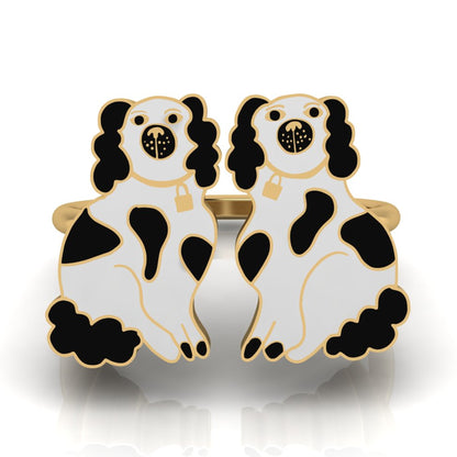Yellow Owl Adjustable Ring - Staffordshire Dogs