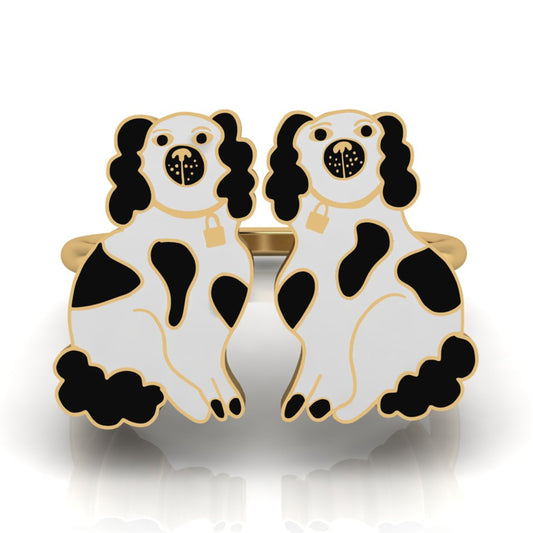 Yellow Owl Adjustable Ring - Staffordshire Dogs
