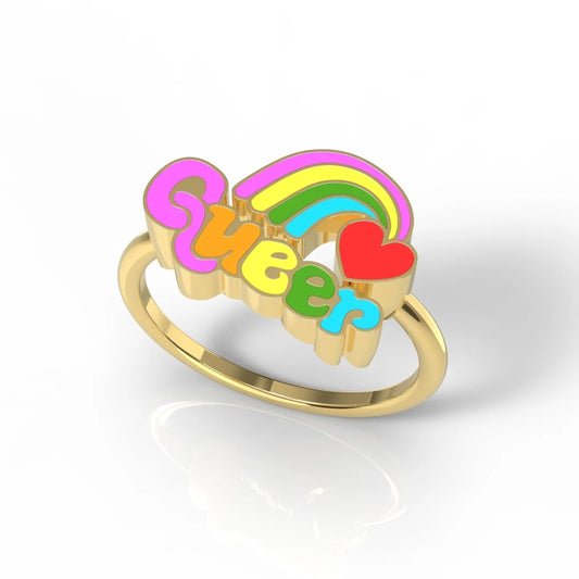 Yellow Owl Adjustable Ring - Queer