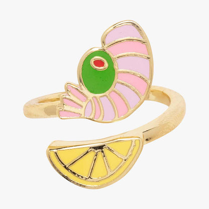 Yellow Owl Adjustable Ring - Shrimp Cocktail