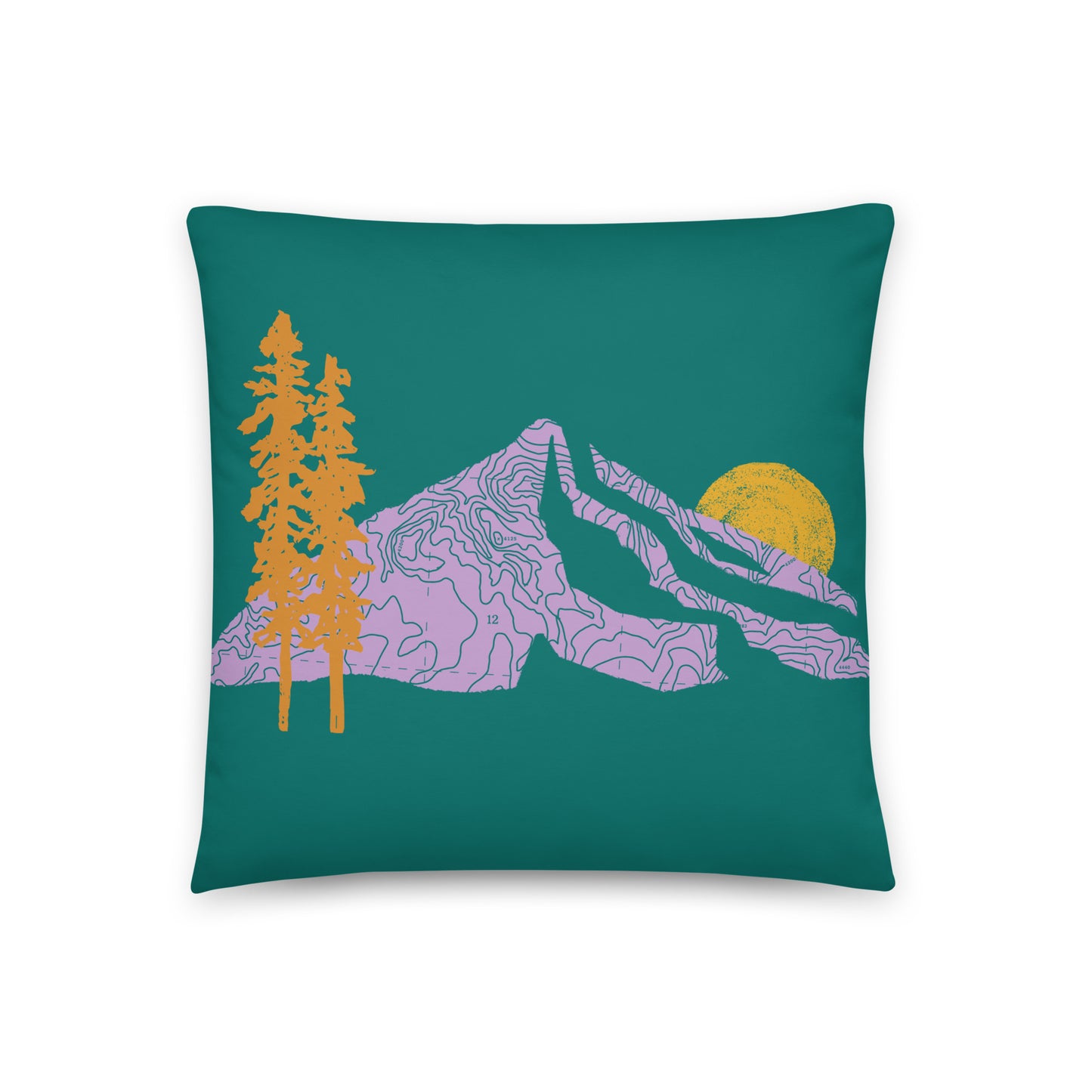 Mountain Topo Throw Pillow (Green)