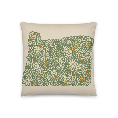 OR Blossoms Throw Pillow (Natural)