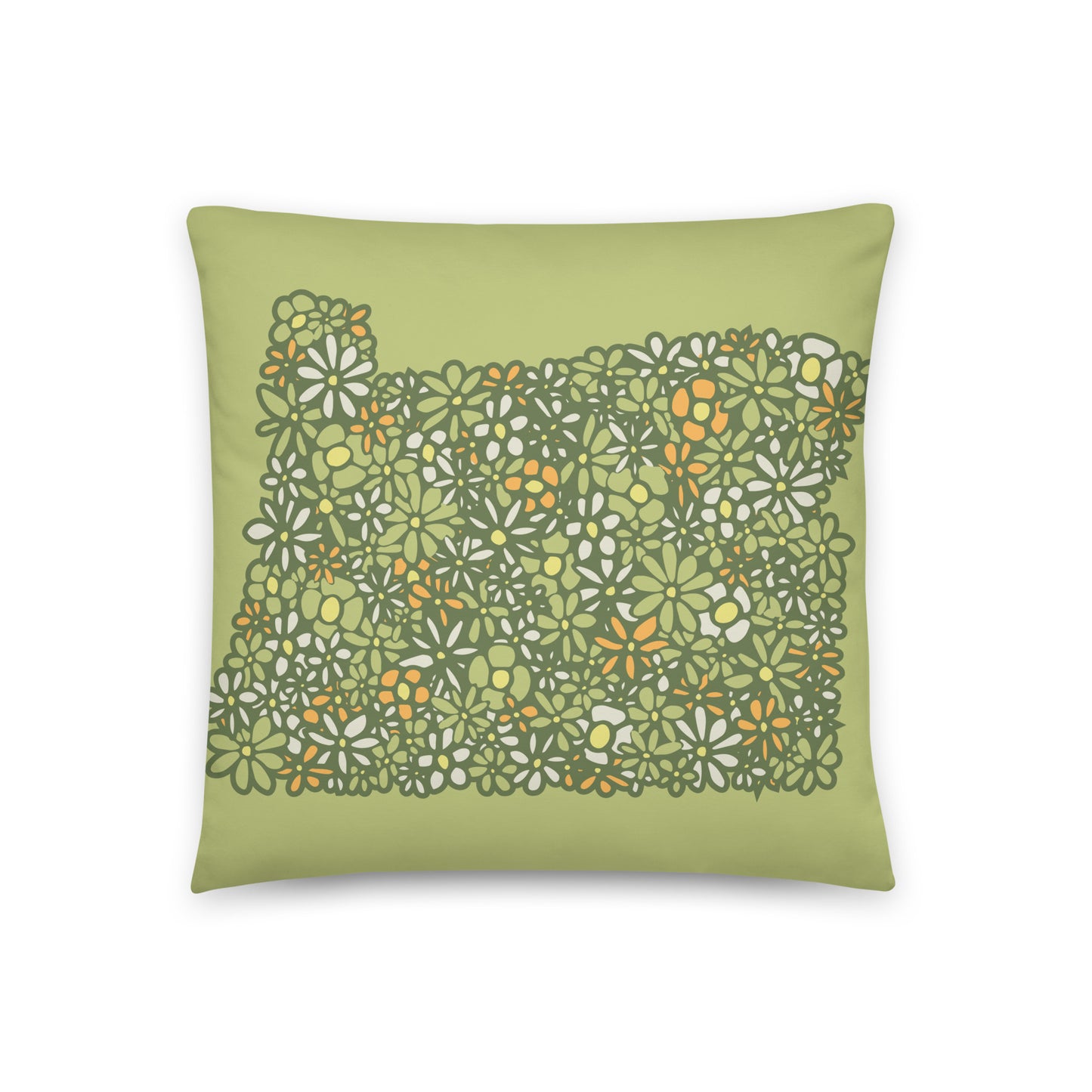 OR Blossoms Throw Pillow (Green)