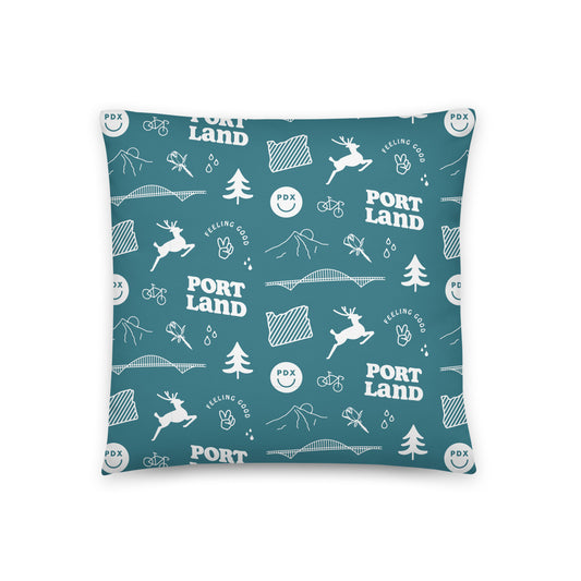 Portland Patterns Throw Pillow (Blue)