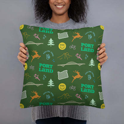 Portland Patterns Throw Pillow (Full Color)