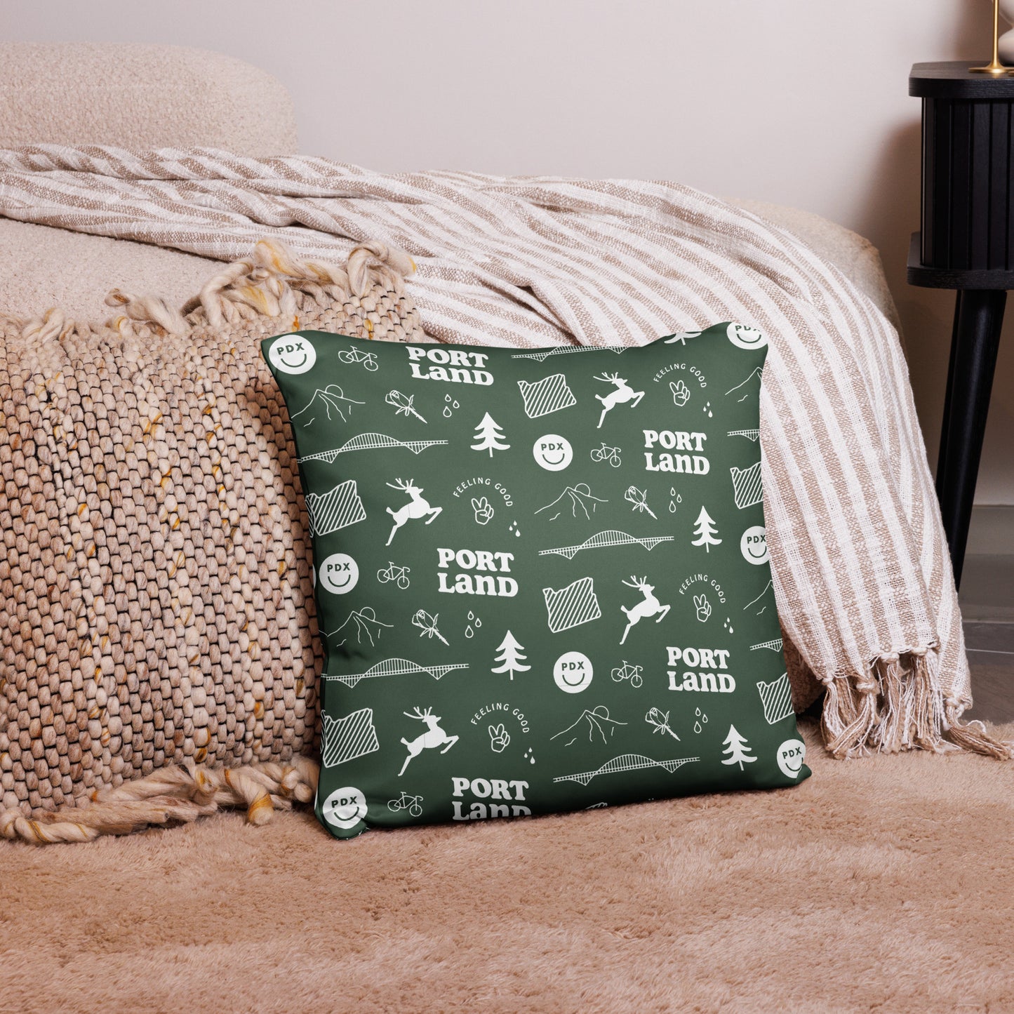 Portland Patterns Throw Pillow (Green)