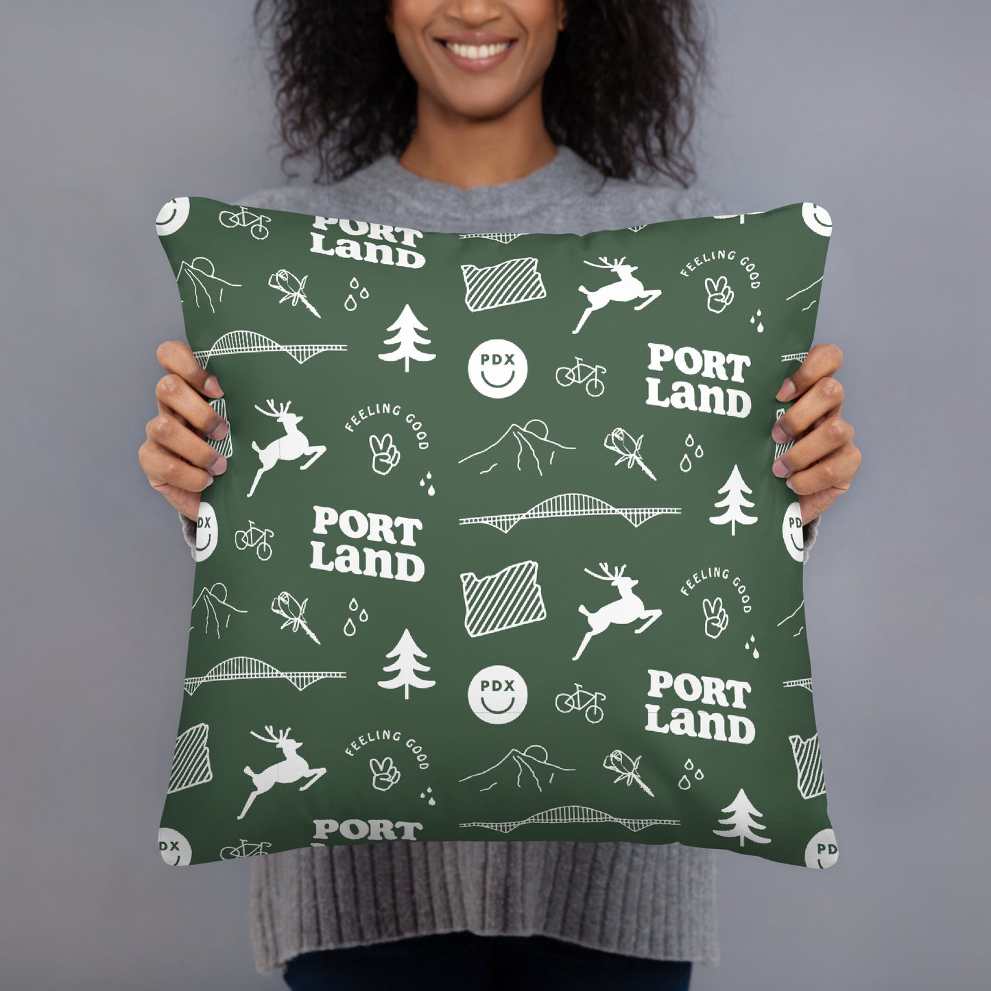 Portland Patterns Throw Pillow (Green)