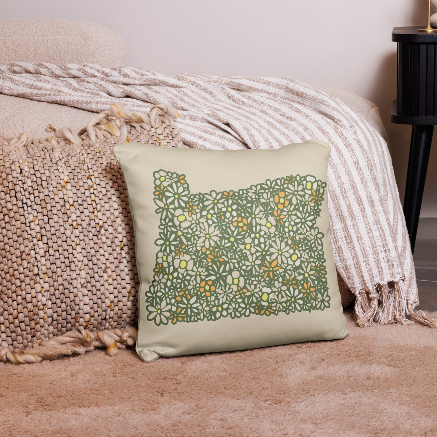 OR Blossoms Throw Pillow (Natural)