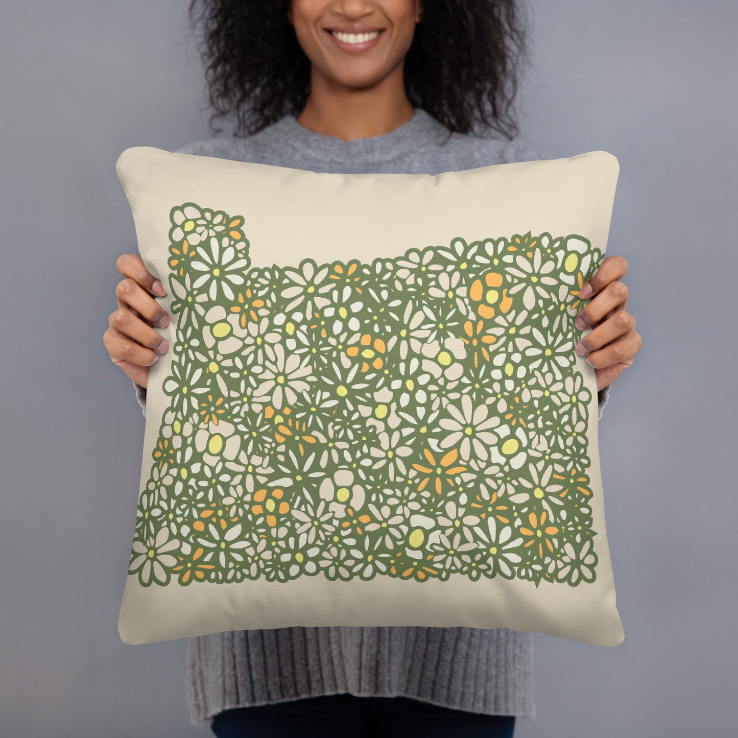 OR Blossoms Throw Pillow (Natural)