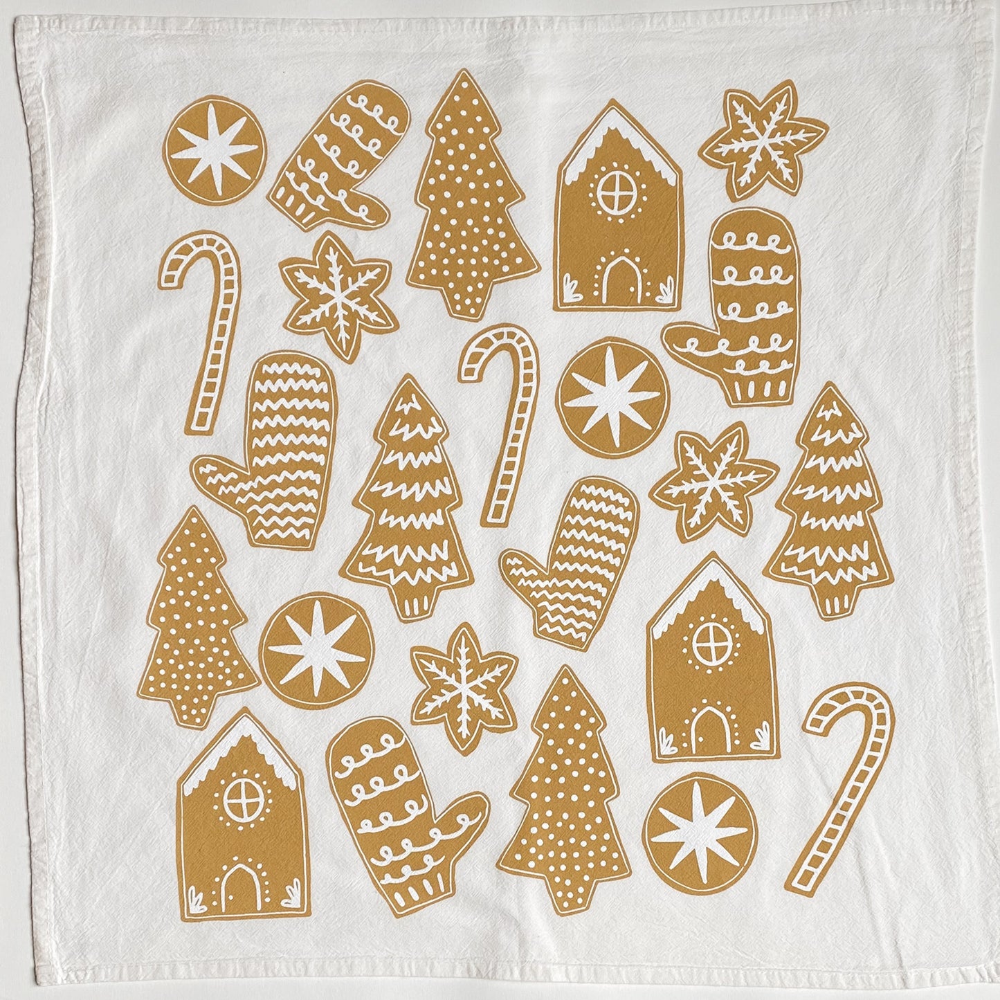 White Gingerbread Toss Tea Towel