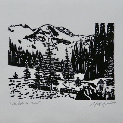 PrintsOnTheTrail: Mt. Rainier Hiker Print