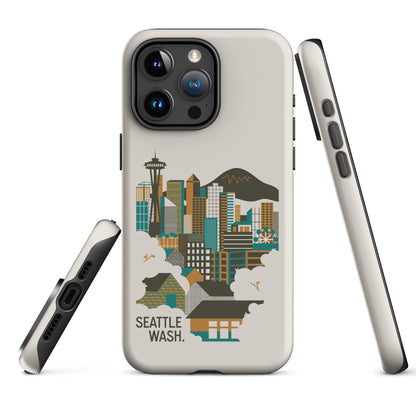 Seattle Skyline (Dark Mode) Tough Case for iPhone 15 Pro Max