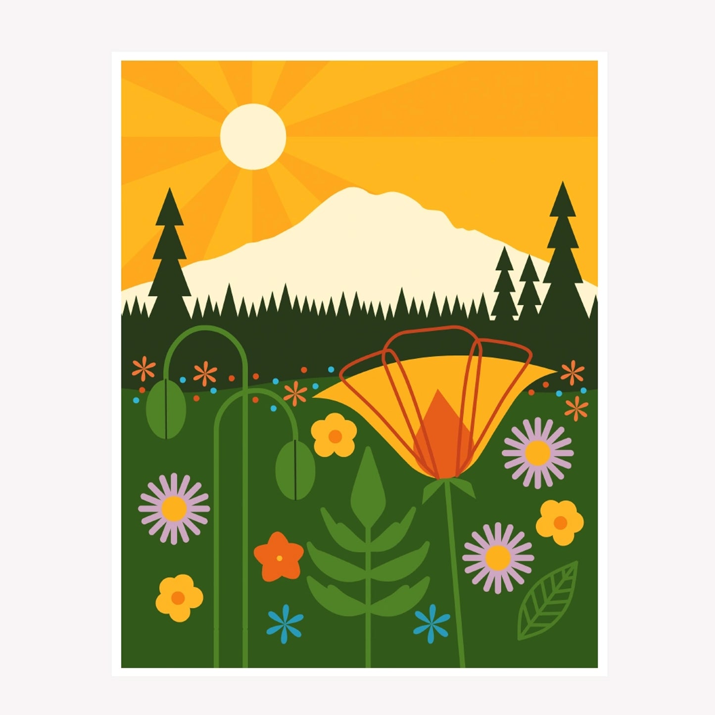 Amber Leaders: Mount Rainier Print