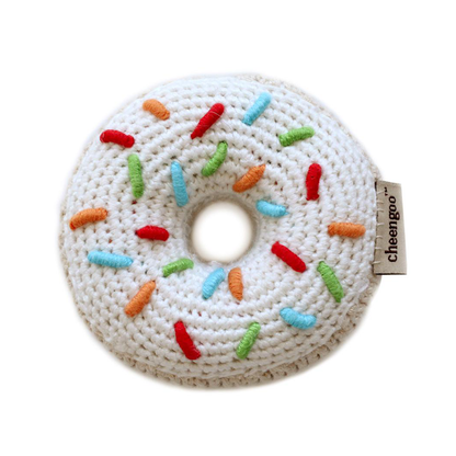 Cheengoo white Hand Crocheted Donut Rattle