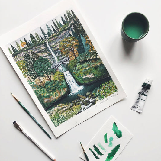 Erin Vaughan Illustration: Multnomah Falls Print