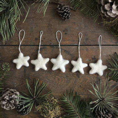 Felted Wool Star Ornament Set of 5