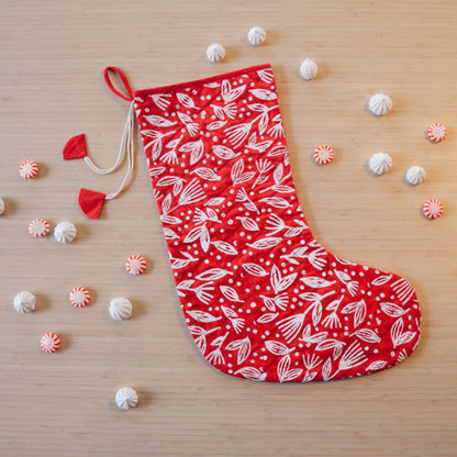 Winter Berry Block Printed Stocking