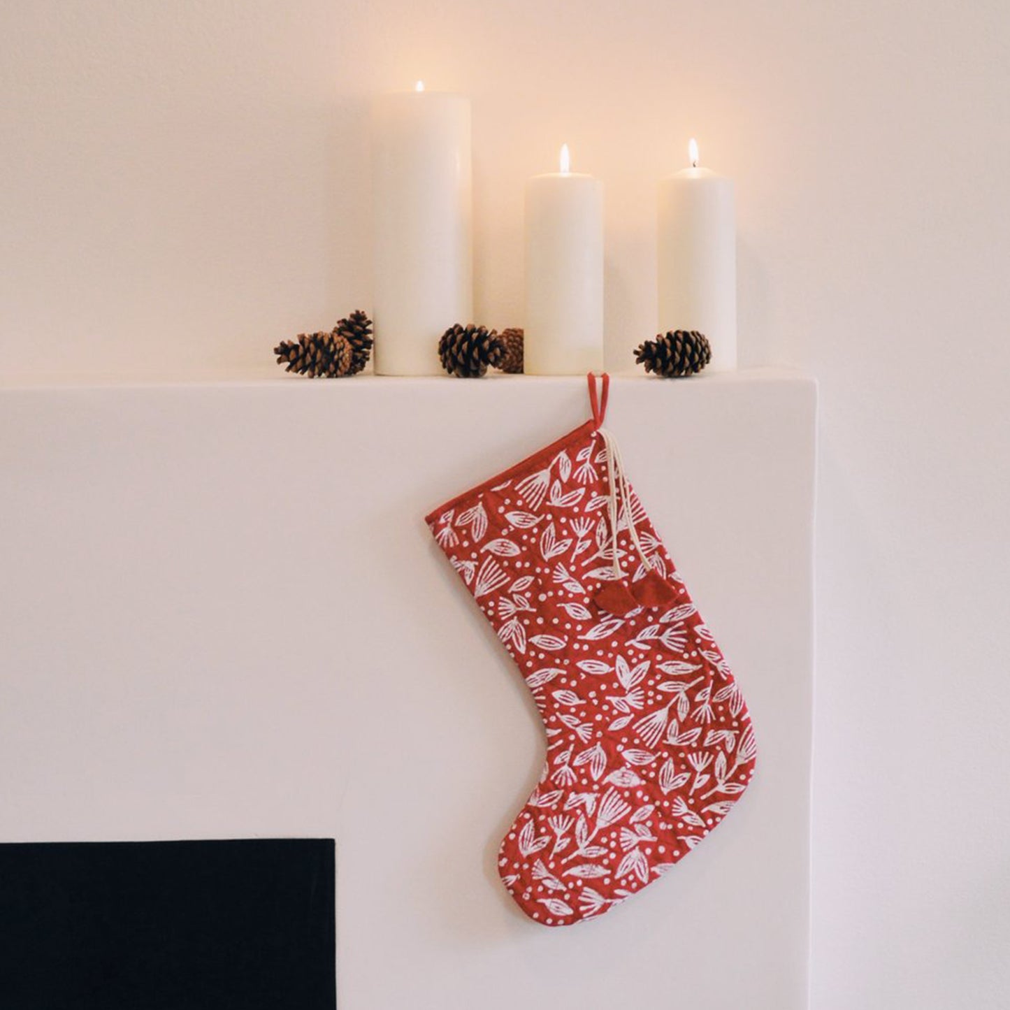 Winter Berry Block Printed Stocking