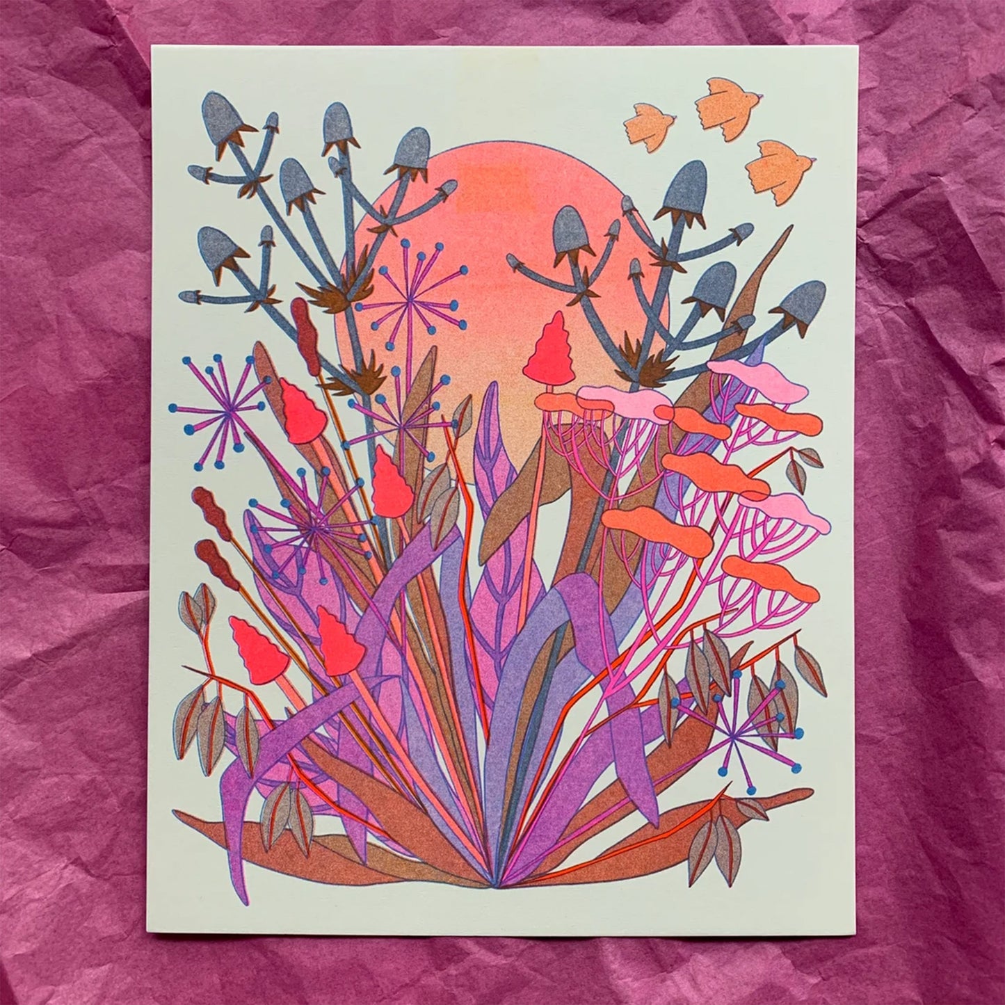 Katie Blanchard: Autumn Moon Risograph Print