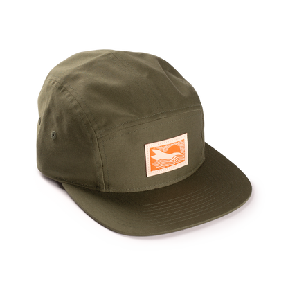 TLE green olive abstract landscape 5 panel hat